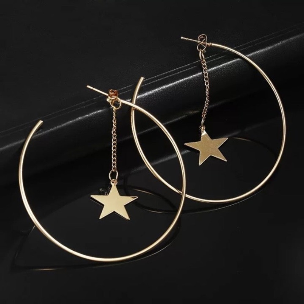 NEW Circle Hoop Star Dangle Fashion Earrings